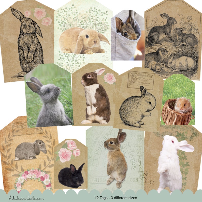 Rabbit Junk Journal Kit, Printable, Instant Download, Ephemera, Bunnies ...