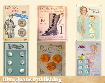 Vintage Button Cards Printable: Sewing Junk Journal Ephemera (Digital Download)