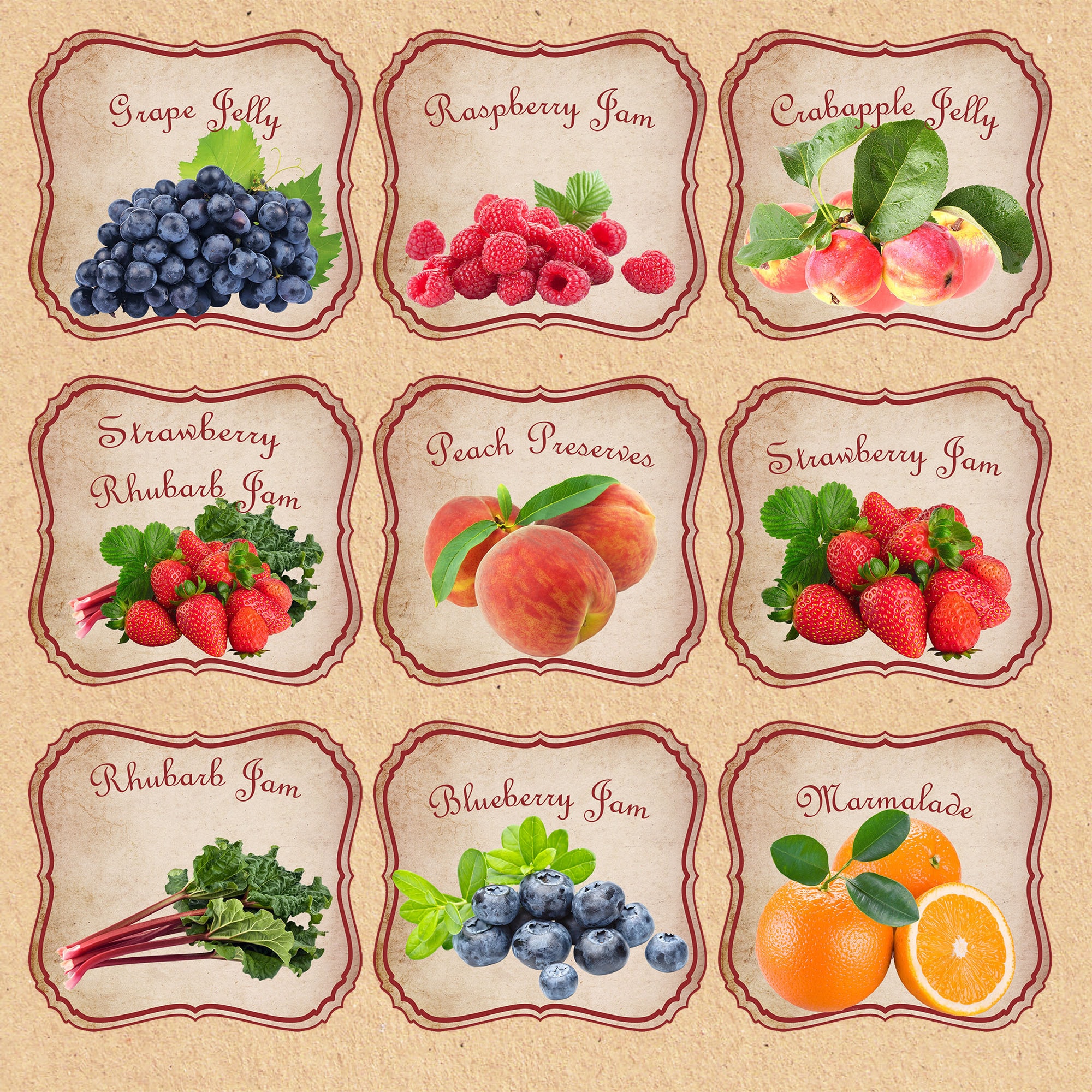 9 Jam Labels in Two Sizes Printable and Instant Download Digital Jam Preserve and Jelly Labels for All Your Preserving Needs - Etsy for Blank Free Printable Jam Labels