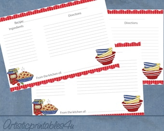 Afdrukbare receptkaarten 4 x 6: blanco kaart en spekmuffinrecept (digitale download)