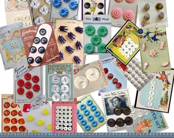 Vintage Button Cards Printable: Sewing & Scrapbooking Ephemera (Digital Download)