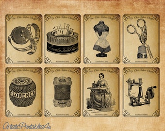 Vintage Sewing Labels: Printable Ephemera for Junk Journals (PDF/JPG)