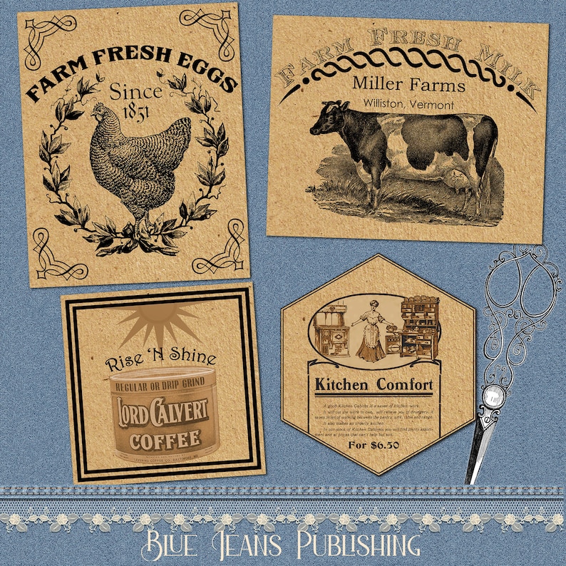 9 Vintage Kitchen Labels