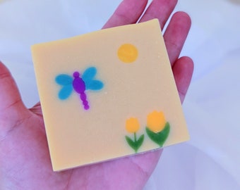 Dragonfly Handmade Bar Soap, Artisan Soap Bar, Cold Process Soap, Sweet Lemon Fragrance, Milk Bar Soap, Sweet Citrus Scent, Dragonfly Soap