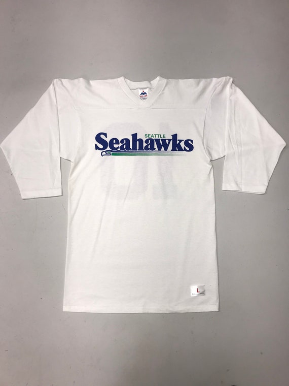 Vintage SEAHAWKS Jersey - 1990s Seattle Ivory Foo… - image 1