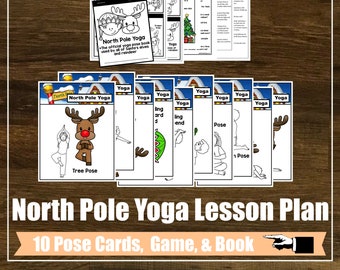 North Pole Yoga Lesson Plan Kit, Mindfulness, Kids Yoga Class, Homeschool, Digital Cards