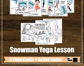 Snowman Kids Yoga Lesson Plan, Mindfulness, Kids Yoga Class, Homeschool, Digital Cards