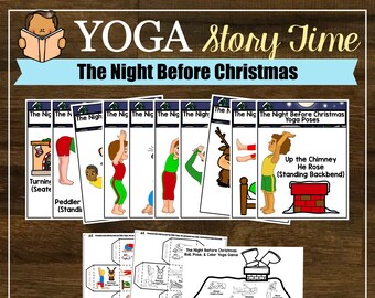 Night Before Christmas Kids Yoga Lesson Plan, Christmas, Story Time, Mindfulness, Kids Yoga Class,  Homeschool, Digital Cards