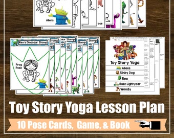 Toys Yoga Lesson Plan Kit, Mindfulness, Kids Yoga Class, Homeschool, Digital Cards