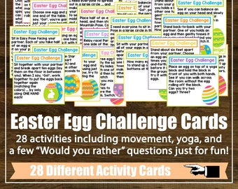 Set of Easter Egg Activity Cards, Task Cards, Yoga, Mindfulness, Kids Yoga Class, Homeschool, Lesson Plan, Digital Cards