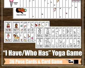 I Have/Who Has Interactive Yoga Game, Group Game, Yoga Pose Cards, Mindfulness, Kids Yoga Class, Homeschool, Digital Cards