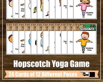 Hopscotch Yoga Game, Yoga, Mindfulness, Kids Yoga Class, Physical Education, Homeschool, Lesson Plan, Digital Cards, Game,