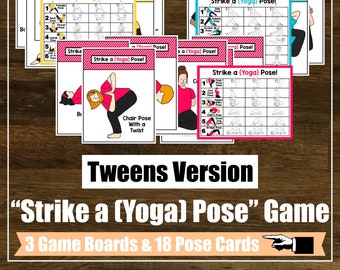 Tweens Version of Strike a Yoga Pose Dice Game, Yoga, Kids Yoga Class, Physical Education, Homeschool, Lesson Plan, Digital Cards, Game,