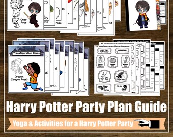 Wizard Yoga PARTY Plan Kit, Mindfulness, Kids Yoga Class, Homeschool, Digital Cards