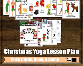 Christmas Yoga Lesson Plan Kit, Holiday, Mindfulness, Kids Yoga Class, Yoga Game, Physical Education, Holiday, Homeschool, Digital Cards