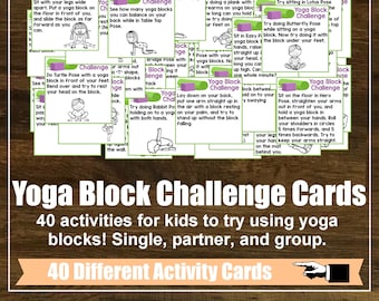 Set von 40 Yoga Block Aktivitätskarten, Aufgabenkarten, Yoga, Achtsamkeit, Kinder Yoga Klasse, Homeschool, Stundenplan, digitale Karten