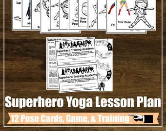 Superhero Yoga Lesson Plan Kit, Adventure Story, Mindfulness, Kids Yoga Class, Homeschool, Digital Cards