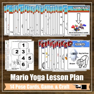 Kit de plano de aula de ioga Mario, Mindfulness, aula de ioga infantil, jogo de ioga, educação física, educação domiciliar, cartões digitais