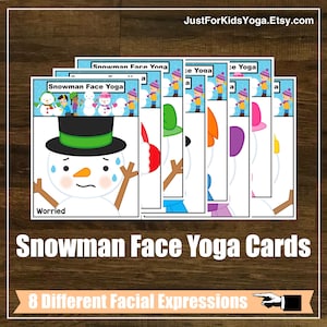 Schneemann Gesichts Yoga für Kinder Yoga-Klasse, Stundenplan, Achtsamkeit, Yoga Lehrer, Sportunterricht, Homeschool, Digitale Karten