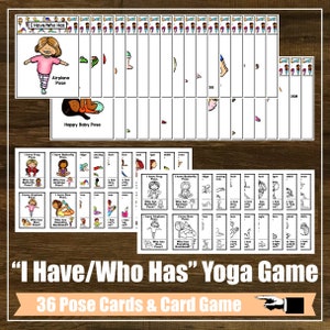 Juego de yoga interactivo "Tengo/Quién tiene", juego grupal, tarjetas de posturas de yoga, atención plena, clase de yoga para niños, educación en el hogar, tarjetas digitales