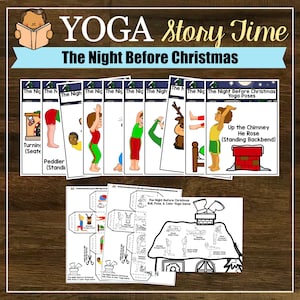Nacht vor Weihnachten Kinder-Yoga-Stundenplan, Weihnachten, Geschichtenzeit, Achtsamkeit, Kinder-Yoga-Klasse, Homeschool, digitale Karten