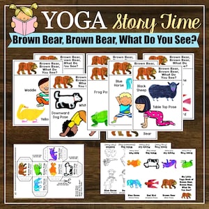 Brown Bear Yoga Lesson Plan, Cube Game, Mini Book, Mindfulness, Kids Yoga Class, Physical Education, Homeschool, Digital Cards
