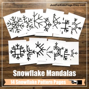 Snowflake Mandala Cards for Kids Yoga Class, Lesson Plan, Mindfulness, Yoga Teacher, Physical Education, Homeschool, Digital Cards