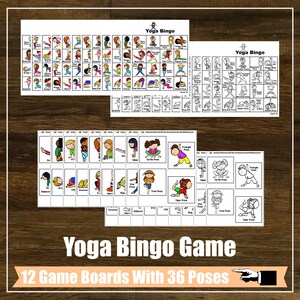 Yoga Bingo Game, Group Game, Yoga Pose Cards, Mindfulness, Kids Yoga Class, Homeschool, Digital Cards