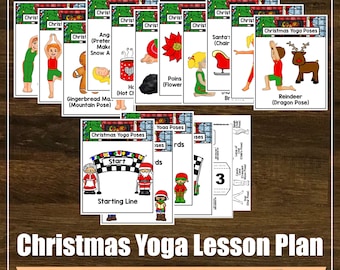 Christmas Yoga Lesson Plan Kit, Holiday, Mindfulness, Kids Yoga Class, Yoga Game, Physical Education, Holiday, Homeschool, Digital Cards