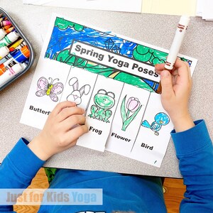 Spring Yoga Lesson Plan Kit, Cube Game, Flap Books, Mindfulness, Kids Yoga Class, Physical Education, Homeschool, Digital Cards image 6