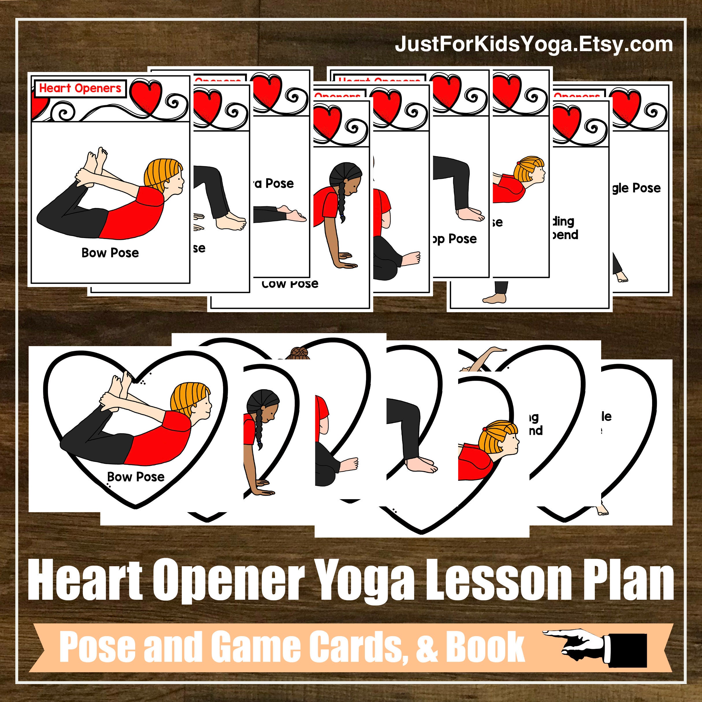 Heart Opener Yoga Pose Lesson Plan Kit, Group Game, Book, Mindfulness, Kids  Yoga Class, Homeschool, Digital Cards, Valentine 