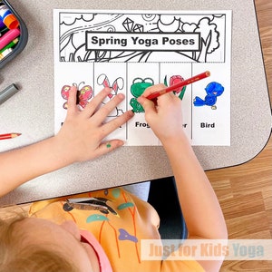 Spring Yoga Lesson Plan Kit, Cube Game, Flap Books, Mindfulness, Kids Yoga Class, Physical Education, Homeschool, Digital Cards image 2