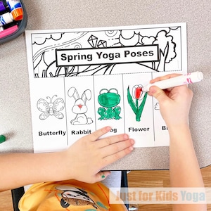 Spring Yoga Lesson Plan Kit, Cube Game, Flap Books, Mindfulness, Kids Yoga Class, Physical Education, Homeschool, Digital Cards image 8