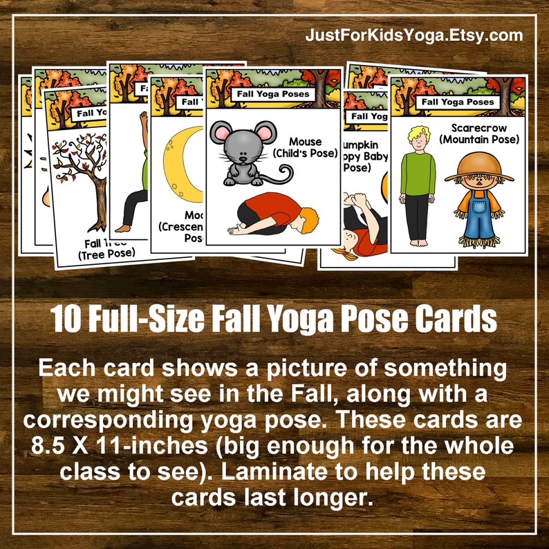 Fall Yoga Lesson Plan Kit, Flap Books, Mindfulness, Kids Yoga Class, Yoga Game, Physical Education, Autumn, Homeschool, Digital Cards image 3