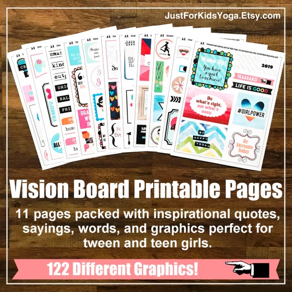Vision Board Printables Affirmation Cards Kids Yoga Lesson | Etsy