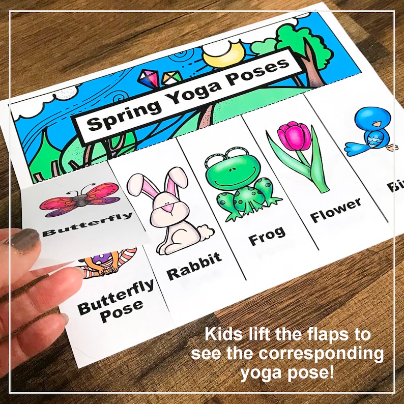 Spring Yoga Lesson Plan Kit, Cube Game, Flap Books, Mindfulness, Kids Yoga Class, Physical Education, Homeschool, Digital Cards image 5