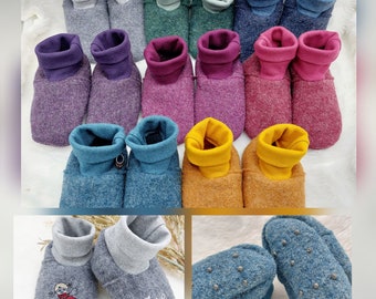 Walk shoes / walk slippers for babies and children / personalization possible with name and picture / 100% virgin wool / baby shoes