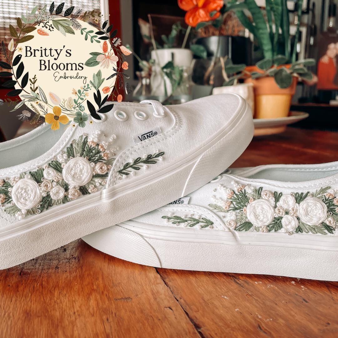 Custom Hand Embroidered Bridal Sneakers - Custom Wedding Converse ...