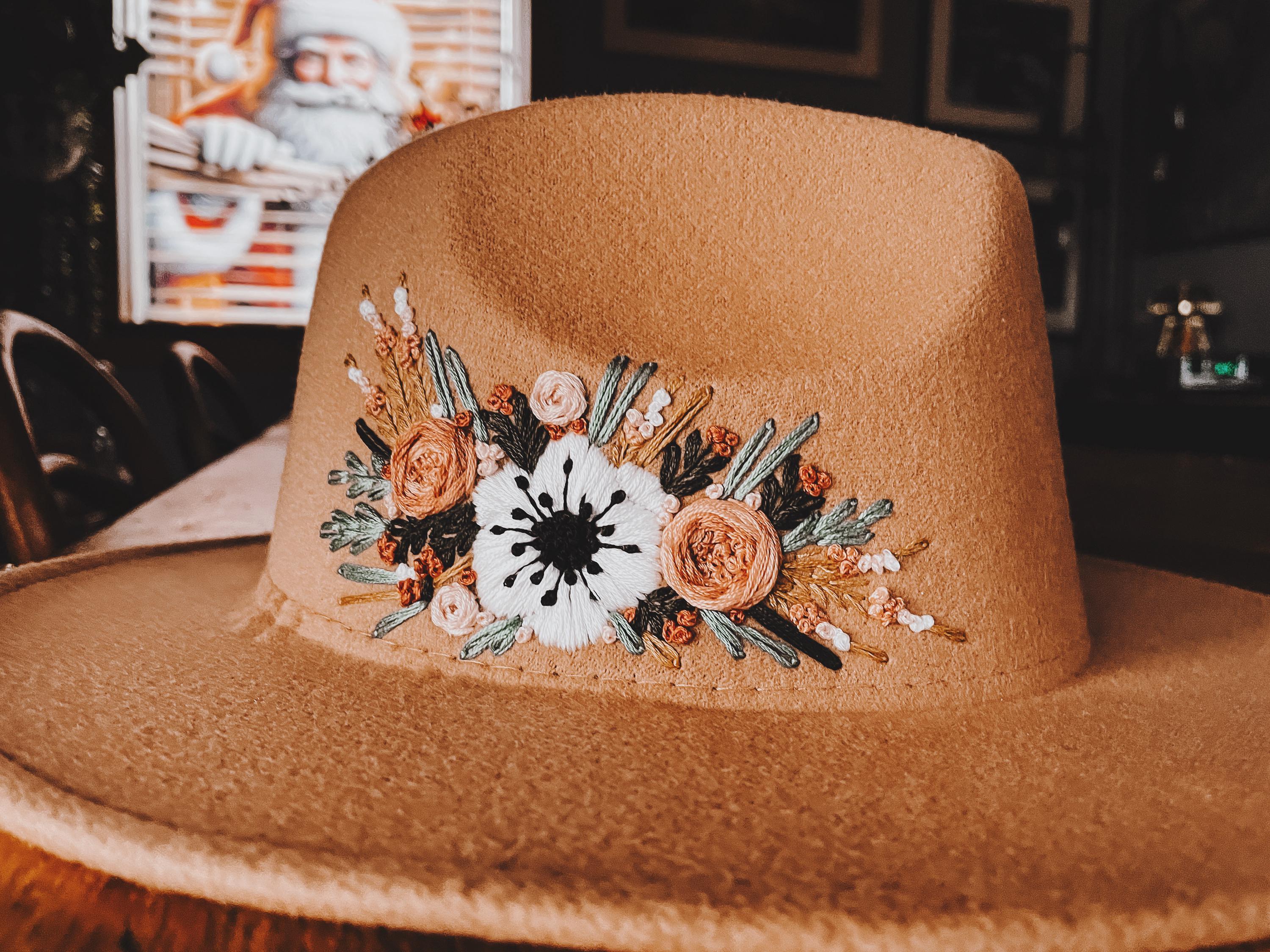 CUSTOMIZED FEDORAS WITH FLOWERS Unique personalized hats with burning designs main image 4