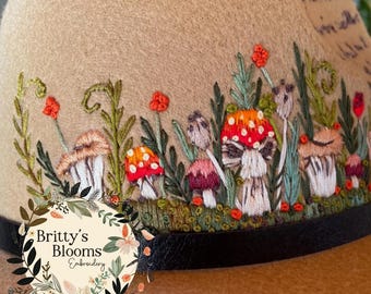 Custom Hand Embroidered Fedora Hat: Scenery Style