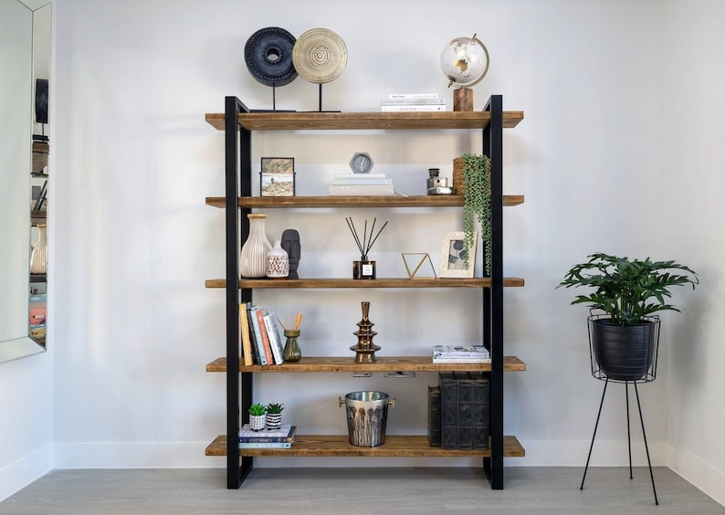 Reclaimed Wood Shelving Unit: Rustic Industrial Bookcase - Etsy UK