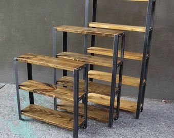 Book case | Shelving unit | Room divider | Bar | free standing | made from reclaimed scaffold boards raw angle steel