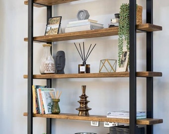 Reclaimed Wood Shelving Unit: Rustic Industrial Bookcase