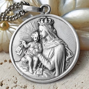 Sterling Silver Mount Carmel Scapular Pendant - Sacred Jewel of Mary and Jesus for Deep Faith - Unique Spiritual Christian Gift