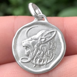 Sterling Silver Zodiac Astrological Sign Leo Medal Pendant, Zodiac Astrological Sign Leo Medal Leo Pendant, 925 Sterling Silver