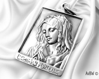 Our Lady of Deliverance Bikfaya Pendant - Solid 925 Sterling Silver Medal - Virgin Mary of Lebanon - Maronite Christian Heritage Jewelry