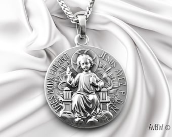Jesus Medal 925 Sterling Silver 'Salvator Mundi' Christian Pendant - Faith and Protection for Christian Believers | Communion gift, necklace