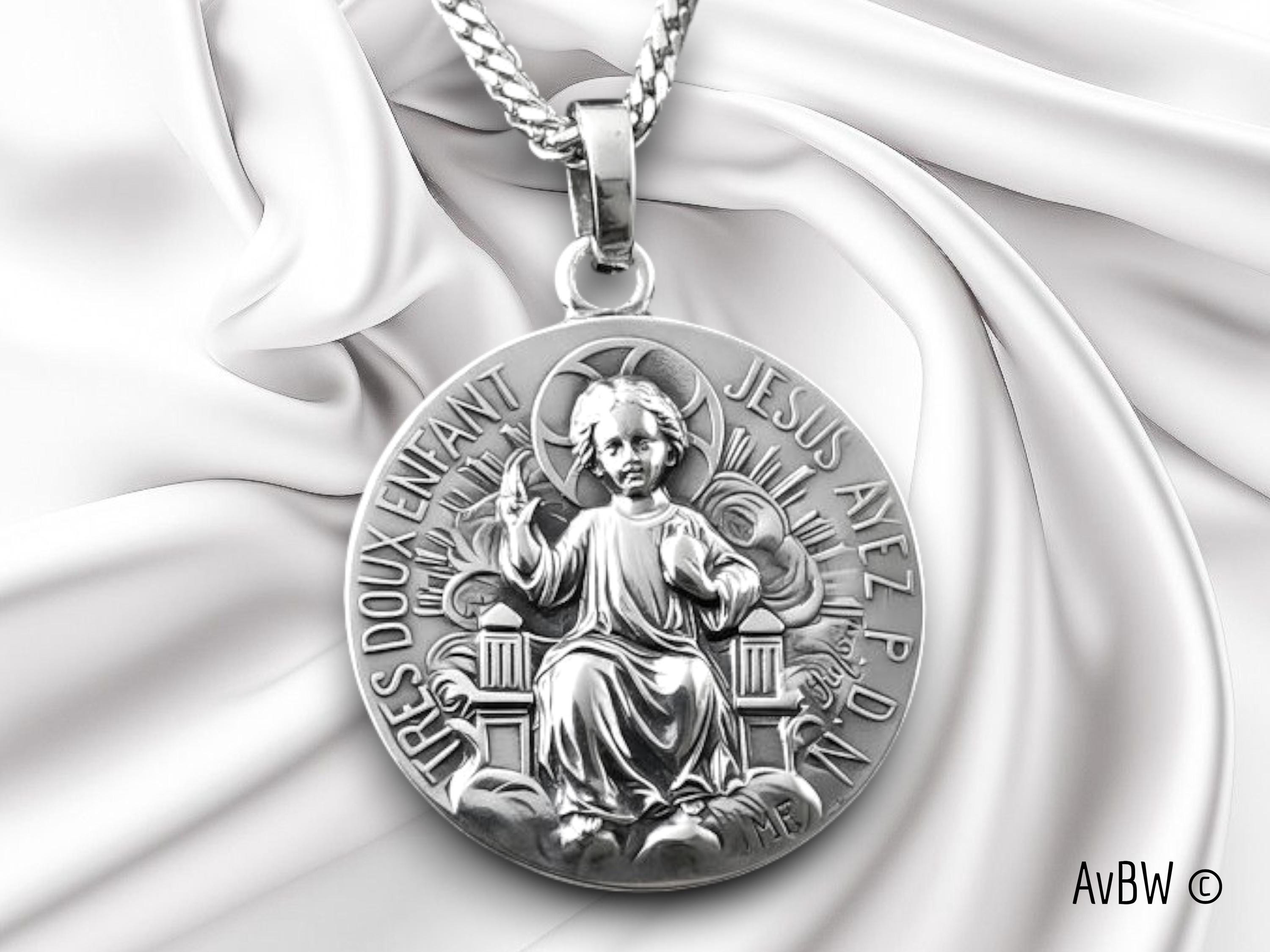 Médaille De Baptême Jésus En Argent Massif 925 - Avec Option Gravure, Chaîne Et Boîte, Neuf Avec étiquettes