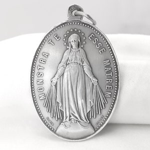 Antique Miraculous Medal of the Virgin Mary of PENIN PONCET, Silver, Antique French Miraculous Medal the Virgin Mary, Sterling silver