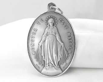 Antique Miraculous Medal of the Virgin Mary of PENIN PONCET, Silver, Antique French Miraculous Medal the Virgin Mary, Sterling silver